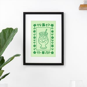 Floral Matcha Print - DIGITAL DOWNLOAD - Matcha latte art print, minimalistic art print, kitchen art, trendy and cute kitchen art