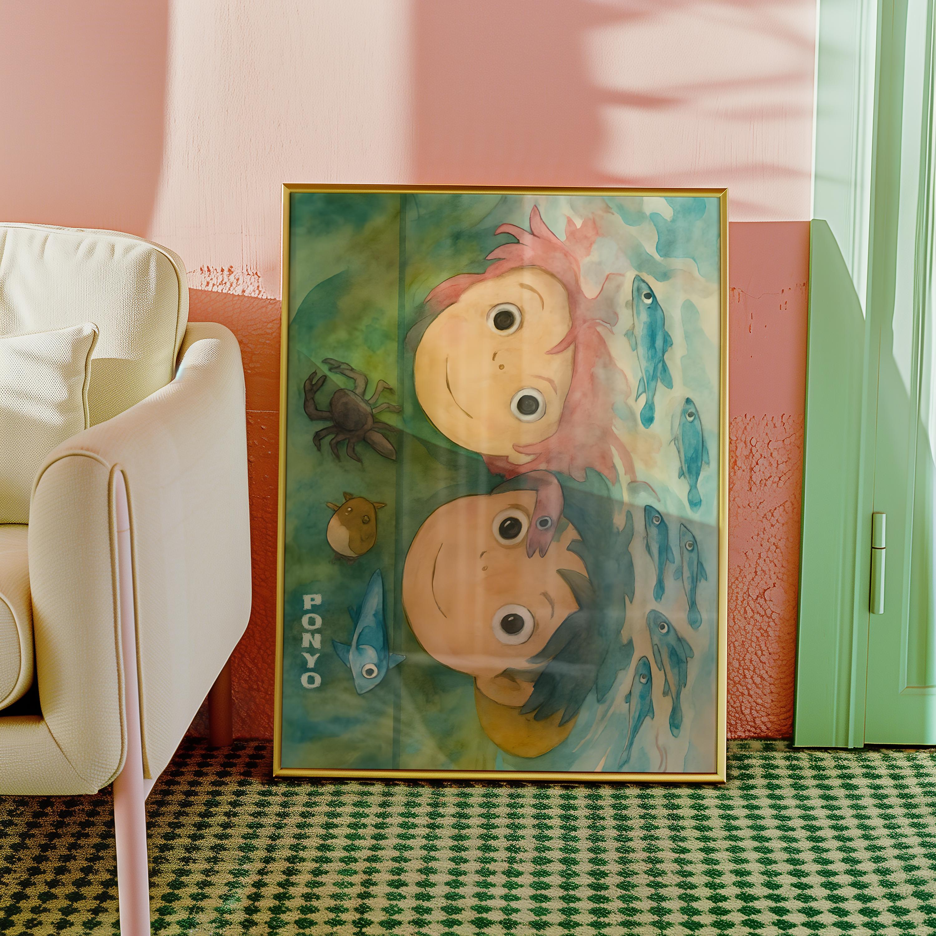Ponyo Watercolor Art Print: Studio Ghibli Movie Poster (digital ...