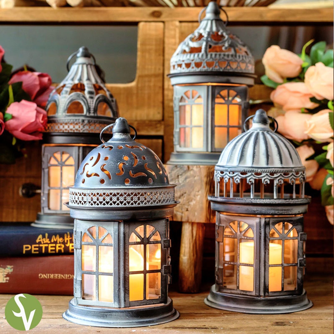 Vintage Charm Iron Lantern Candle Holder Illuminate Your Etsy