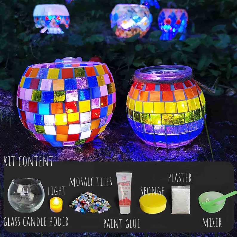 Glass Mosaic Candle Holder DIY Kit Tea Light Holders Mosaic Etsy