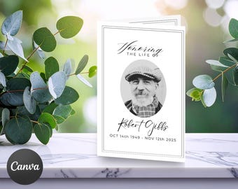 Editable Funeral Program Template | Canva Memorial Program | 8.5x11 Funeral Brochure | Celebration of Life Program | Instant Download