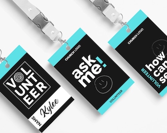Moderne Kirche Volunteer Lanyard Mockup Bündel | Ausweis Mockups | Kirchenstab Abzeichen |  |Bearbeitbare Canva Vorlage | (Digitaler Download)