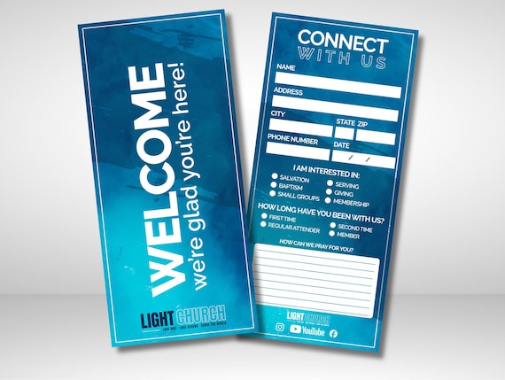 Modern Church Connection Card | Editable Canva Template | Customizable Welcome Card (Digital Download)