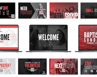 50 Modern Church Announcement Slides Bundle | Canva Editable Worship Media | Free Version (Digital Download)