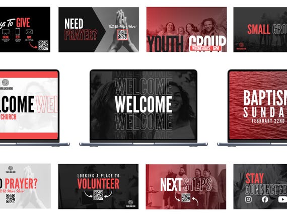 50 Modern Church Announcement Slides Bundle | Canva Editable Worship Media | Free Version (Digital Download)