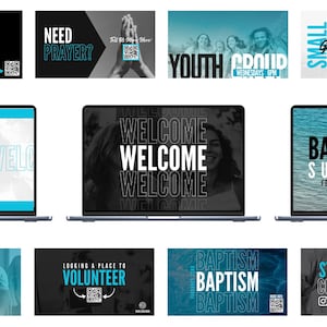 Church Announcement Slides | Modern Preservice Templates for Canva (50-Pack) image 1