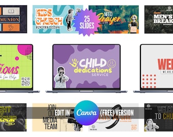 25 moderne Kirchenankündigung und Preservice-Folien-Bundle | Worship Medien | Canva Vorlage | Livestream Powerpoint Präsentation