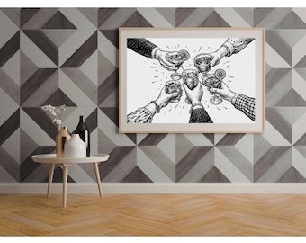 Moderne Prost Toast Kunstdruck | Minimalistische Bar Dekoration (Digitaler Download)