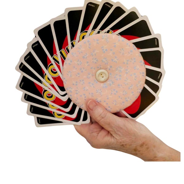 Playing card holder, organizer, holder for kids and elderly or arthritis sufferers. Kids love them for their cards.