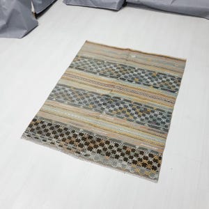 Vintage Turkish Kilim Rug: Multicolor Wool Anatolian Rug (4x4.8 ft)