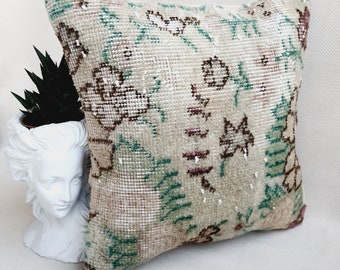 Funda de cojín estilo alfombra turca vintage: cojín tribal bohemio (16 x 16)