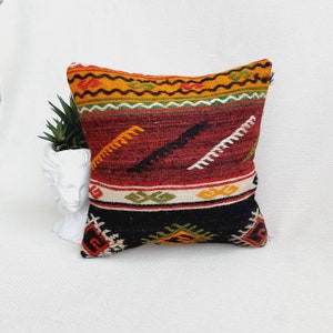 Ethnic Kilim Pillow 16x16 , Kilim Pillow Cover , Kilim Pillow , Decorative Pillow , Turkish Pillow , Throw Kilim Pillow , Kilim Cushion