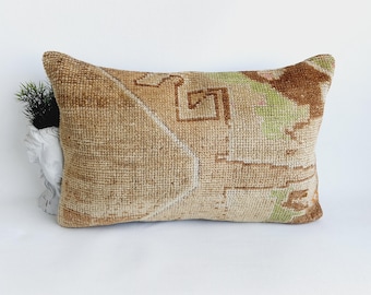 16x24 Turkish Rug Pillow Cover: Vintage Wool Qushak Design