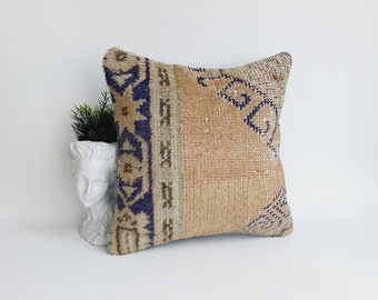 Funda de cojín estilo alfombra anatolia: Kilim turco de 16 x 16, cojín bohemio