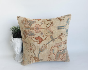 Tribal Rug Pillow Decorative Pillow Handwoven Pillow Rustic Decor Southwest Pillow Cushion Cover Vintage Rug Pillow Wool Pillow