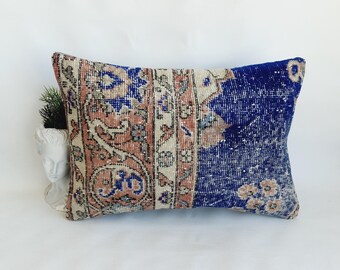 Capa de almofada de lã anatólia feita à mão: almofada lombar boho 16x24