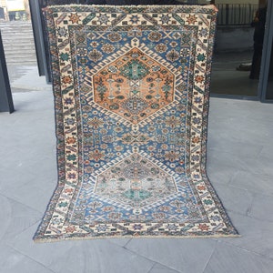 Vintage Handmade Persian Pattern Wool Rug  , Antique Rug , Area Rug , Mesopotamia Area Rug , Oriental Rug , Caucasian Rug , Area Rug