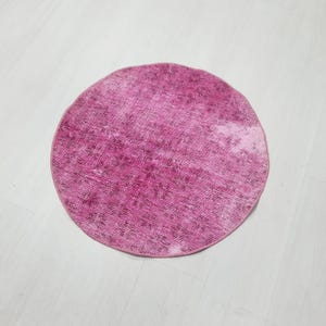 Bohemian Style Pink Round Rug , Turkish Textile Floor Decor