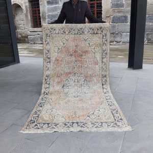 Vintage Oushak Area Rug Bohemian Carpet Area Rug Carpet Handmade Carpet Vintage Turkish Rug  Oriental Carpet Oushak Rug Turkish Carpet Rug
