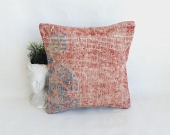 Capa de almofada vintage para tapete turco: almofada de lã boho, 16x16