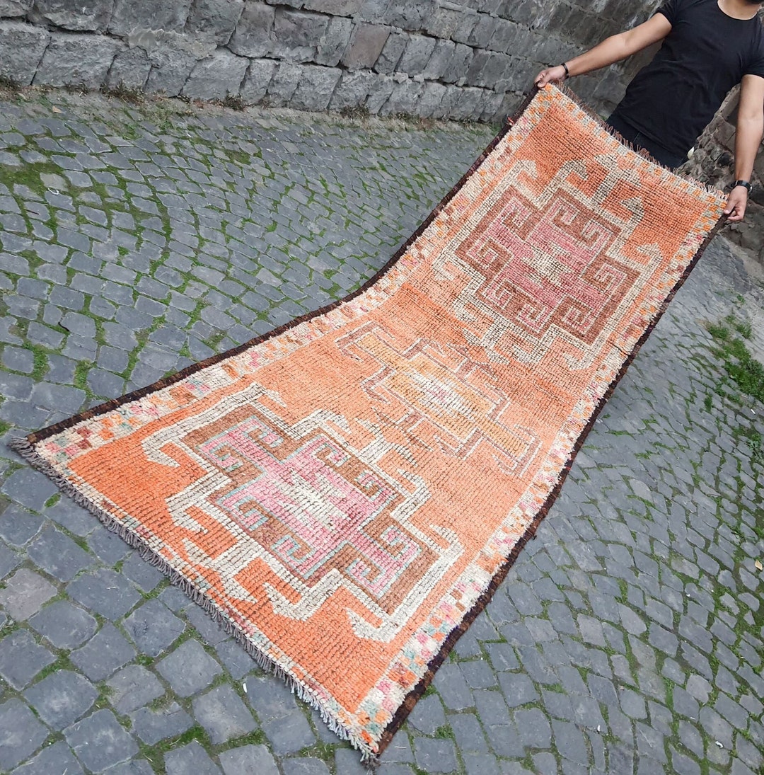 Geometric Pattern Turkish Runner Rug , Soft Texture Rug for Stylish ...