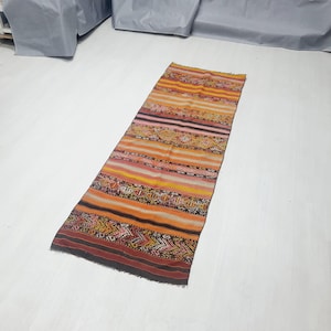 Oriental Turkish Kilim Runner  Rug , Vintage Wool Kilim Rug , Anatolian Kilim , Antique Kilim , Primitive Rug , Kilim Rug , Area Kilim Rug