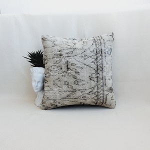 16x16 Handloom Rug Pillow, Boho Pillow, Turkish Rug Pillow, Antique Pillow, Rug Cushion Cover, Rug Decor Pillow, Oushak Rug Pillow,