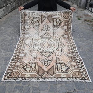 Old Armenian Rug , 4x5 Rug , Handcrafted Armenian Heritage Piece