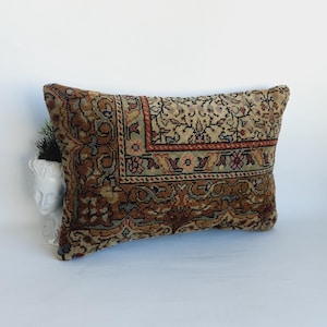 Antique Turkish Rug Pillow (16x24): Vintage Wool Throw Pillow