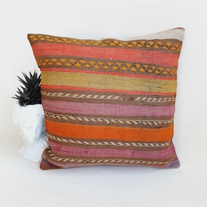 20x20 Colorful Kilim Pillow , Turkish Kilim Pillow, Boho Pillow, Throw Pillow, Kilim Cushion Case, Kilim Pillows, 16x16 Kilim Pillow