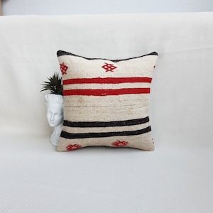 Anatolian Striped Pillow Vintage Kilim Pillow Turkish Pillow  Boho Pillow Square Pillow Kilim Pillows Kilim Cushion Kilim Pillow Case