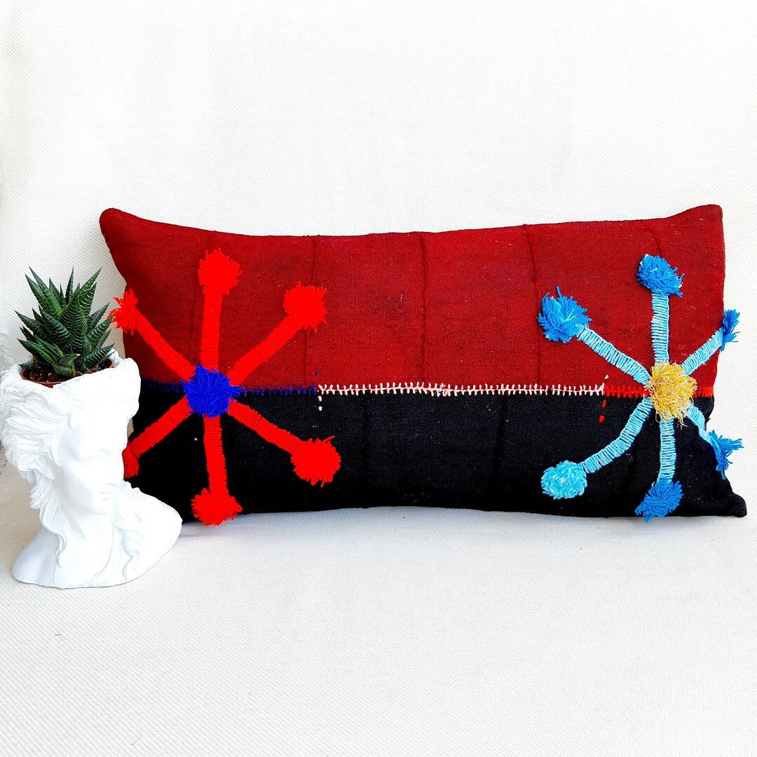 Bohemian Kilim Pillow Lumbar Kilim Pillow Decorative Pillow Turkish Kilim Pillow Decor Kilim