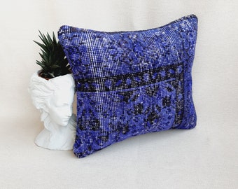 Handmade Turkish Rug Pillow Cover: Vintage Boho Home Decor (14''x16'')