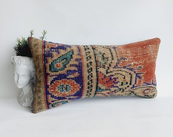 Lumbar Carpet Pillow Cover Turkish Pillow Vintage Pillow Rug Pillow Cover Bohemian Pillow Rug Pillows Carpet Pillow Case Rug Pillow Case