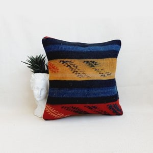 16x16 Kilim Pillow , Turkish Kilim Pillow, Boho Pillow, Throw Pillow, Kilim Cushion Case, Kilim Pillows, 16x16 Kilim Pillow