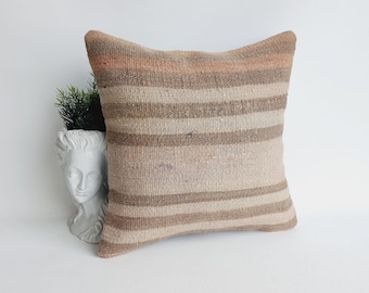 16x16 Turkish Kilim Pillow, Decor Pillow, Handmade Pillow, Throw Pillow, Sofa Pillow, Kilim Pillow Case, Kilim Pillow, Cushion  Cover,