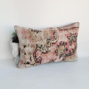 Handmade Rug Pillow Cover , Boho Pillow, Turkish Rug Pillow, Antique Pillow, Rug Cushion Cover, Rug Decor Pillow, Oushak Rug Pillow