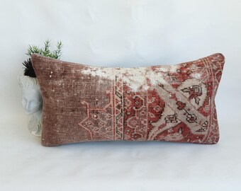 Capa de almofada Boho Rug: lã vintage da Anatólia, 12x24