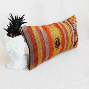 11x20 Kilim Pillow , Vintage Kilim Pillow , Bohemian Pillow , Throw Pillow , Kilim Pillow Cover , Handwoven Pillow , Outdoor Pillow