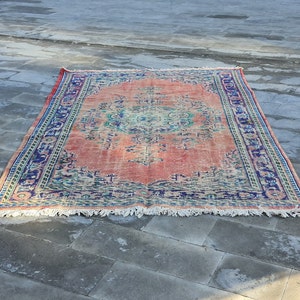 6.6x10.1 Feet Turkish Area Rug, Oushak Rug Bohemian Carpet Area Rug Carpet Handmade Carpet Vintage Turkish Rug  Oriental Carpet Oushak Rug