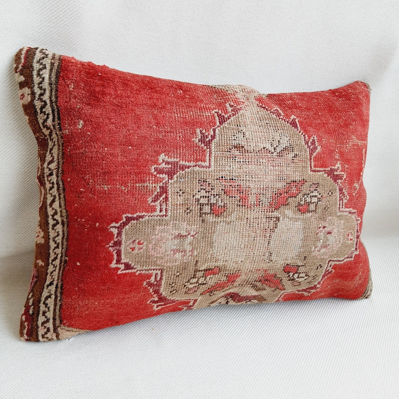 Rug Pillow 16x24 Carpet Lumbar Pillow Home Decor Lumbar Pillow Oushak Pillow Turkish Pillow Home Living Floor Rugs Decorative Pillow
