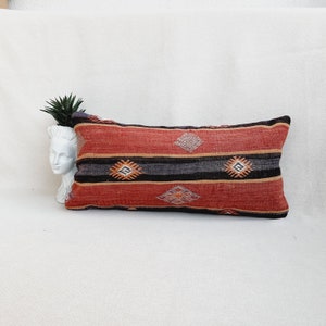12x24 Kilim Pillow Case , Southwestern Turkish Kilim Pillow , Traditional  Kilim Pillow , Anatolian Kilim Pillow , Throw Kilim Pillow Cover