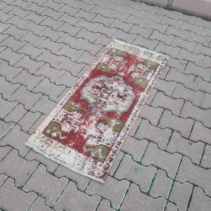Small Turkish Rug Oushak Bathroom Rug Area Rug Vintage Small Rug Turkish Handmade Rug Small Rugs Rustic Rug Floor Rug Byclouddesign
