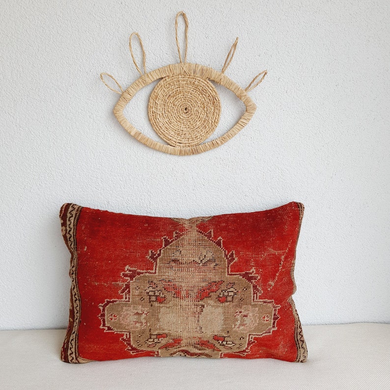 Rug Pillow 16x24 Carpet Lumbar Pillow Home Decor Lumbar Pillow Oushak Pillow Turkish Pillow Home Living Floor Rugs Decorative Pillow