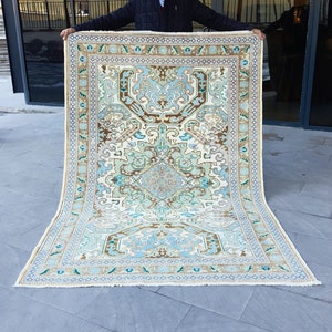 Gorgeus Tappeto turco , Tappeto unico , Raro ritrovamento , Tappeto 5x7.2 piedi , Tappeto antico , Tappeto Oushak vintage , Tappeto fatto a mano , Tappeto turco annodato a mano