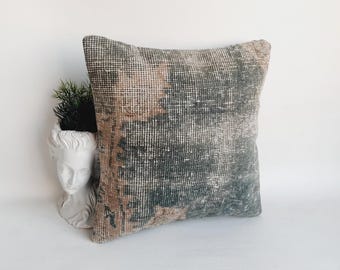 Funda de almohada de alfombra anatolia: cojín bohemio turco de 16 x 16