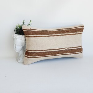 Bohemian Kilim Pillow Cover (12x20): Vintage Turkish Wool Cushion