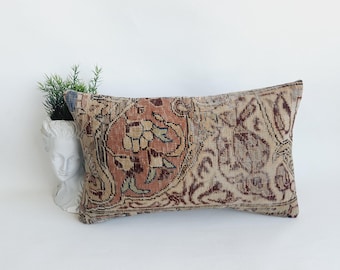 Capa de almofada vintage feita à mão com tapete: decoração boho para casa (30x50 cm)