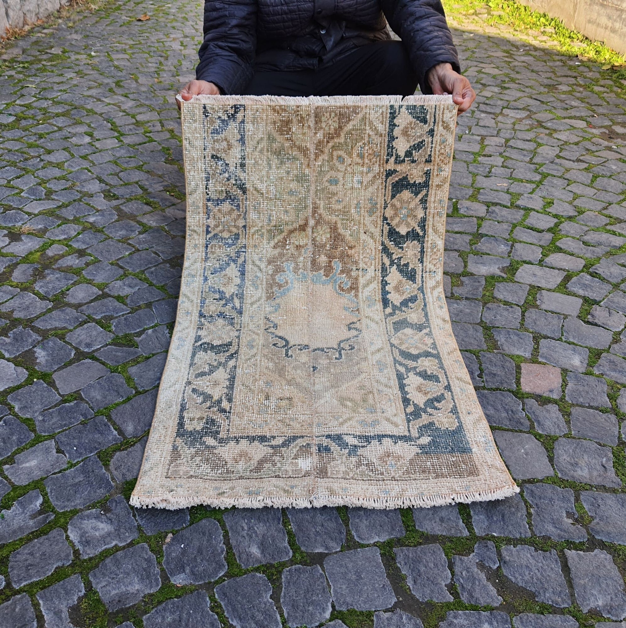 【3日間だけ値下げ】②未使用 トルコ　ラグ　パッチワーク　ヴィンテージ　絨毯 3日間だけ値下げ】②未使用 トルコ ラグ パッチワーク ヴィンテージ 絨毯