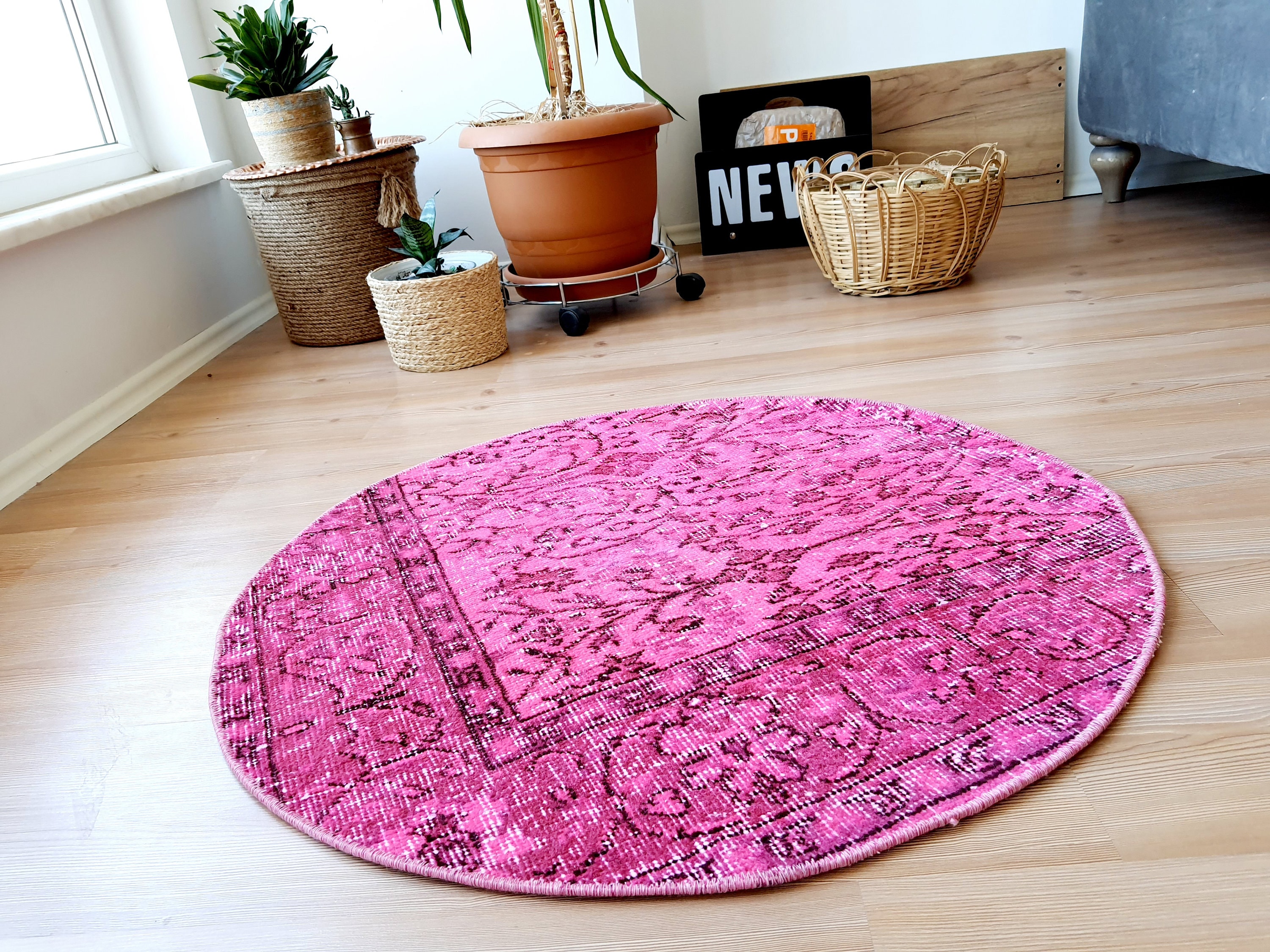 Small Rug Oushak Rug Round Rug Pink Area Rug Small Turkish Etsy UK